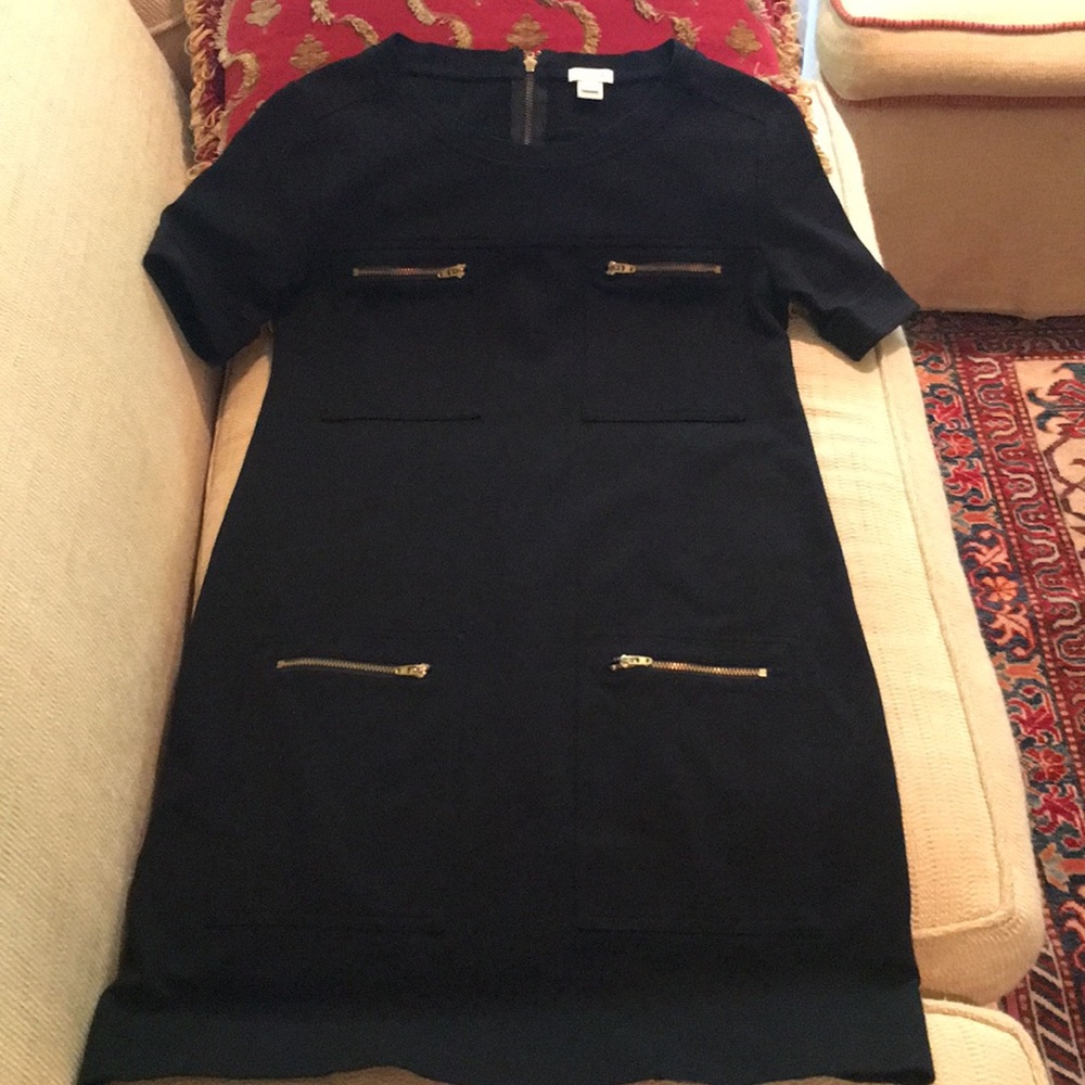 JCrew Gold Zipper Knit Shift Dress